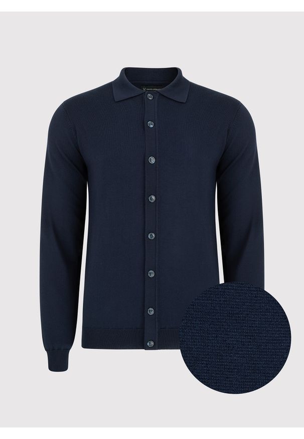 PAKO LORENTE – Granatowy kardigan z kołnierzykiem P24SF-2X-001-G-0 - Pako Lorente. Kolor: niebieski. Materiał: dzianina