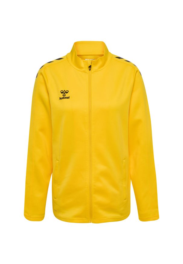 Damska bluza dresowa zapinana na zamek Hummel Core XK. Kolor: wielokolorowy, żółty, pomarańczowy. Materiał: dresówka. Sport: piłka ręczna