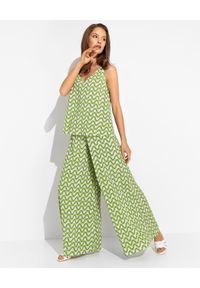 MALIPARMI - Zielone spodnie kuloty. Kolor: zielony. Materiał: tkanina, materiał, elastan, wiskoza. Długość: długie #2