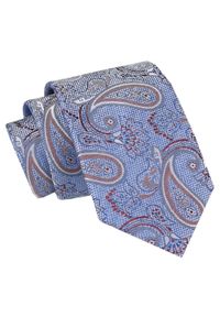 Męski Krawat Angelo di Monti - Niebieskie Tło, Wzór Paisley. Kolor: niebieski. Materiał: tkanina. Wzór: paisley. Styl: elegancki, wizytowy #1