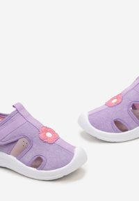 Born2be - Fioletowe Tenisówki ze Skórzaną Wkładką i Zabudowaną Cholewką na Rzep Wearila. Zapięcie: rzepy. Kolor: fioletowy. Materiał: skóra. Wzór: aplikacja. Styl: sportowy