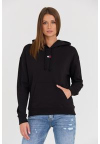 Tommy Jeans - TOMMY JEANS Czarna damska bluza z kapturem, Rozmiar XS. Typ kołnierza: kaptur. Kolor: czarny
