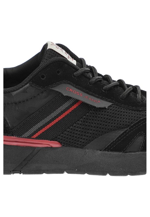 Czarne Sneakersy Cross Jeans Wygodne Buty Męskie. Okazja: na co dzień. Kolor: czarny. Materiał: materiał, zamsz. Szerokość cholewki: normalna. Wzór: moro, aplikacja. Sezon: lato