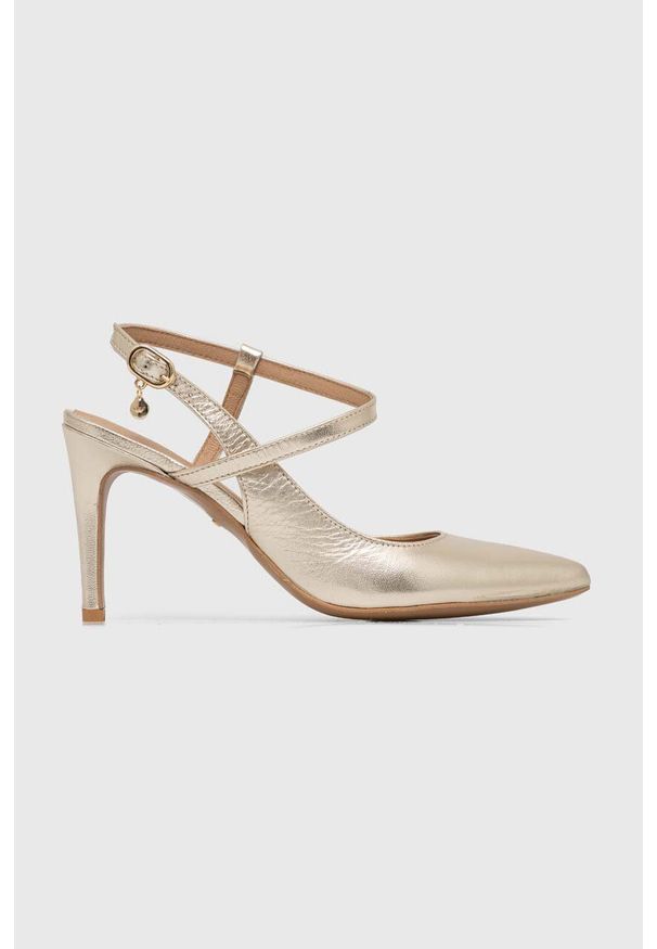 Wojas szpilki skórzane kolor złoty 3511358. Zapięcie: klamry. Kolor: złoty. Materiał: skóra. Obcas: na szpilce. Wysokość obcasa: średni