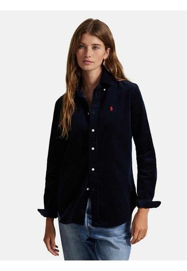 Polo Ralph Lauren Koszula 211971526003 Granatowy Slim Fit. Typ kołnierza: polo. Kolor: niebieski. Materiał: sztruks, bawełna