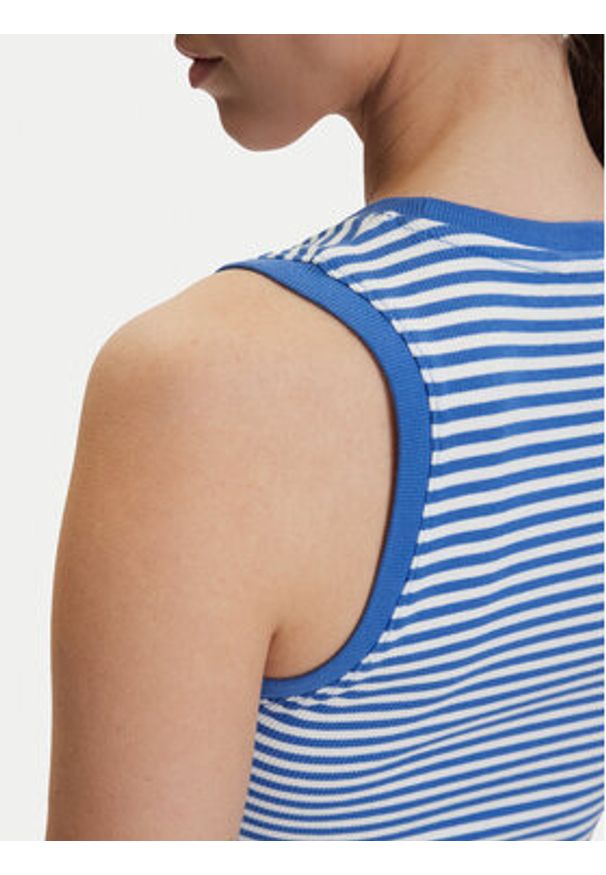 Tommy Jeans Top DW0DW20673 Niebieski Slim Fit. Kolor: niebieski. Materiał: bawełna