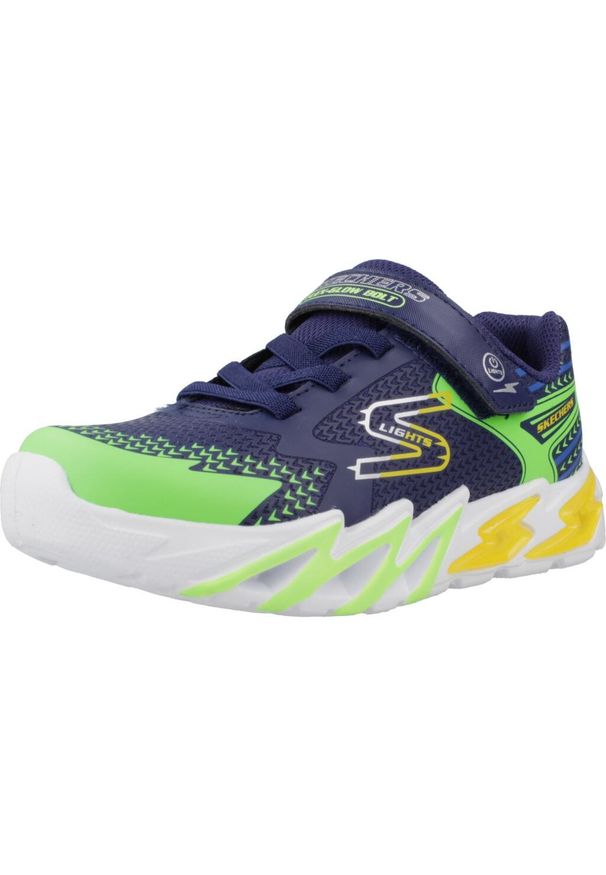 skechers - Buty do chodzenia dla dzieci Skechers Rymt Flex Glow. Zapięcie: rzepy. Kolor: niebieski. Materiał: materiał. Szerokość cholewki: normalna. Sport: turystyka piesza