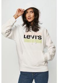 Levi's® - Levi's - Bluza bawełniana. Okazja: na spotkanie biznesowe. Typ kołnierza: kaptur. Kolor: biały. Materiał: bawełna. Wzór: nadruk. Styl: biznesowy #4