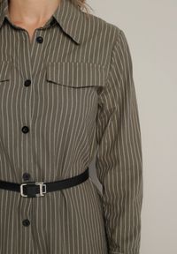 Born2be - Zielona Koszulowa Sukienka na Guziki z Paskiem i Imitacją Kieszeni Tintarra. Kolor: zielony. Typ sukienki: koszulowe. Styl: sportowy, klasyczny, elegancki #4