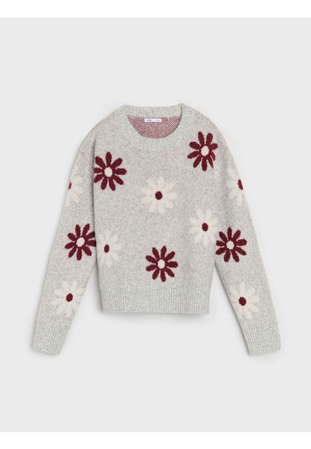 Sinsay - Sweter ze wzorem w kwiaty - wielobarwny. Wzór: kwiaty