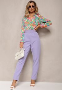 Renee - Zielono-Różowa Koszula o Klasycznym Kroju we Florystyczny Print Ationama. Kolor: zielony. Wzór: nadruk. Styl: klasyczny #5