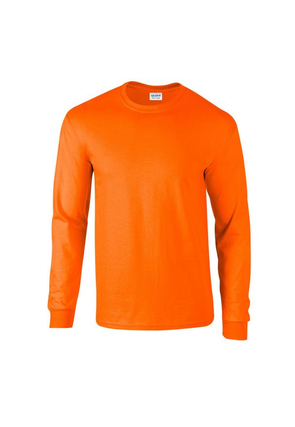GILDAN - Ultra Bawełniana Koszulka Z Długim Rękawem Unisex Dla Dorosłych. Kolor: pomarańczowy. Materiał: bawełna. Długość rękawa: długi rękaw. Długość: długie. Sport: turystyka piesza