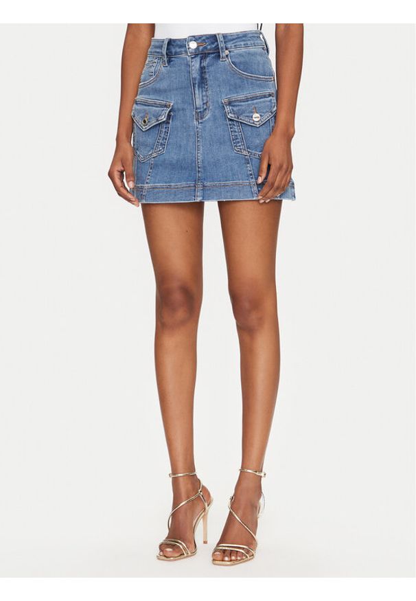 MET Spódnica jeansowa M10 182GN Niebieski Regular Fit. Kolor: niebieski. Materiał: bawełna