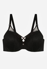 Renee - Czarny Biustonosz z Koronki z Sercem z Cyrkonii Adrievianna. Kolor: czarny. Materiał: koronka. Wzór: koronka #6