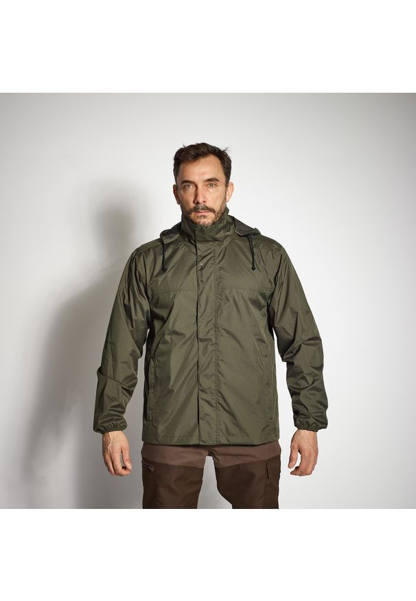 SOLOGNAC - Kurtka outdoor wodoodporna Solognac 100. Kolor: wielokolorowy, brązowy, zielony. Materiał: poliester, materiał. Sport: outdoor