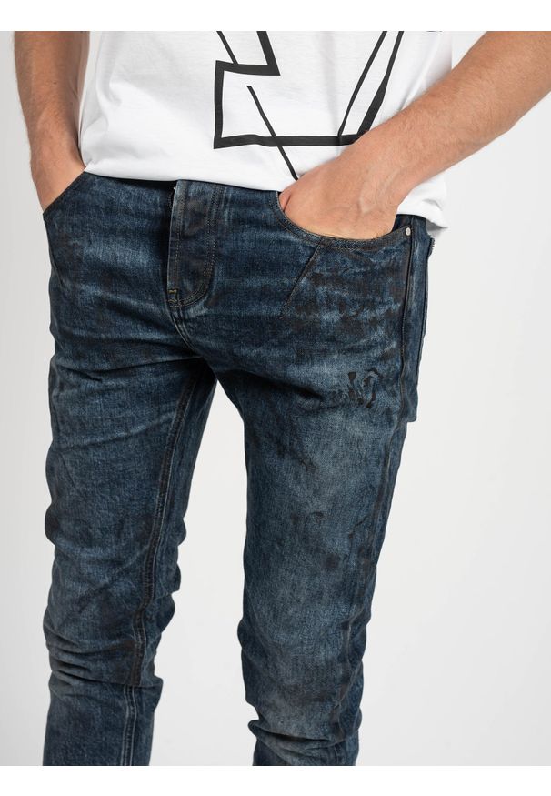 Les Hommes Jeansy | LKD320 512U | 5 Pocket Slim Fit Jeans | Mężczyzna | Niebieski. Kolor: niebieski. Wzór: aplikacja