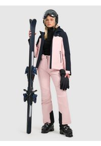 4f - 4F Spodnie narciarskie membrana 5000 damskie - różowe L. Stan: podwyższony. Kolor: różowy. Materiał: materiał, poliester. Wzór: gładki. Sezon: zima. Sport: narciarstwo #1