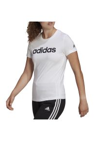 Adidas - Koszulka adidas Sportswear Loungwear Essentials Slim Logo GL0768 - biała. Kolor: biały. Materiał: bawełna. Długość rękawa: krótki rękaw. Długość: krótkie