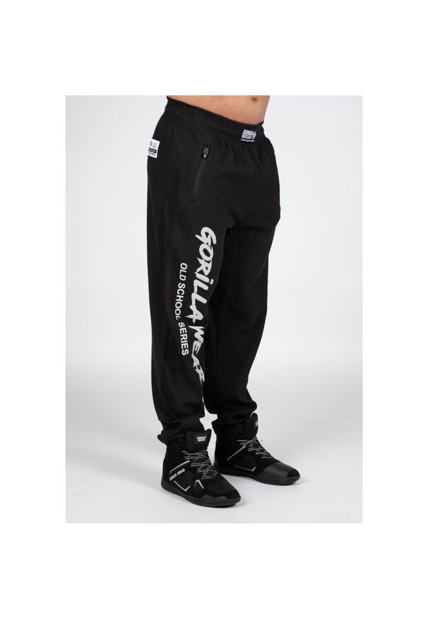 GORILLA WEAR - Augustine Old School Pants - czarne spodnie dresowe z szerokimi nogawkami. Kolor: czarny. Materiał: dresówka. Sport: fitness