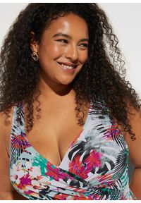 bonprix - Kostium kąpielowy shape, średni stopień modelowania sylwetki, z kopertowym dekoltem. Kolor: biały. Materiał: materiał #3