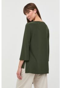 Max Mara Leisure bluzka damska kolor zielony gładka. Okazja: na co dzień. Kolor: zielony. Materiał: dzianina. Wzór: gładki. Styl: casual