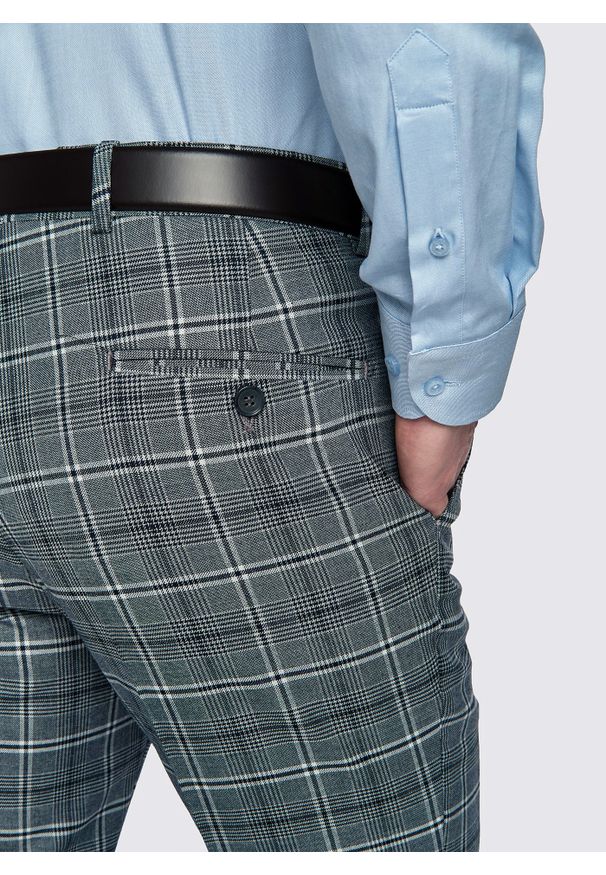 Pako Lorente - PAKO LORENTE – Szare spodnie garniturowe w granatową kratę. Kolor: niebieski, szary, wielokolorowy. Materiał: poliester, wiskoza, elastan