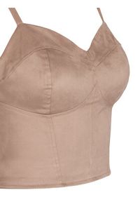 Guess Top W6RH03 WJ472 Beżowy Slim Fit. Kolor: beżowy. Materiał: syntetyk #4