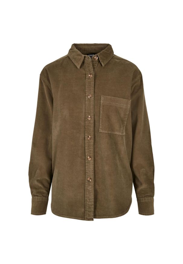 Urban Classics - Koszula Damska Sztruks Oversized. Kolor: zielony. Materiał: sztruks