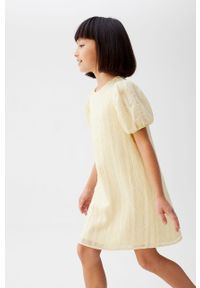 Mango Kids - Sukienka dziecięca Belen 110-164 cm. Okazja: na co dzień. Kolor: żółty. Materiał: bawełna, materiał, wiskoza, poliamid, tkanina. Długość rękawa: krótki rękaw. Typ sukienki: proste. Styl: casual. Długość: mini #2