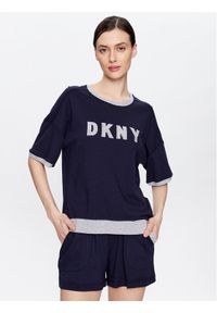 DKNY Piżama YI3919259 Granatowy Regular Fit. Kolor: niebieski. Materiał: bawełna, wiskoza #1