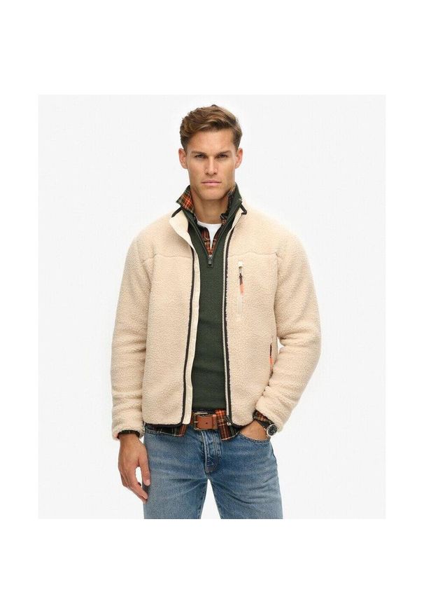 Polarowa bluza z pełnym zamkiem Superdry Outdoor. Kolor: beżowy. Materiał: polar. Sport: outdoor