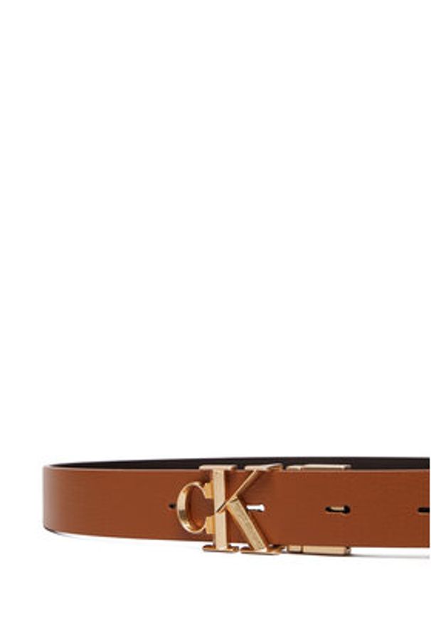 Calvin Klein Pasek Damski Facet CK Pebble LV04F7044G Brązowy. Kolor: brązowy. Materiał: skóra