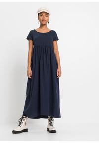 bonprix - Sukienka T-shirtowa z bawełny organicznej. Kolekcja: petite. Kolor: niebieski. Materiał: bawełna. Długość: maxi #3