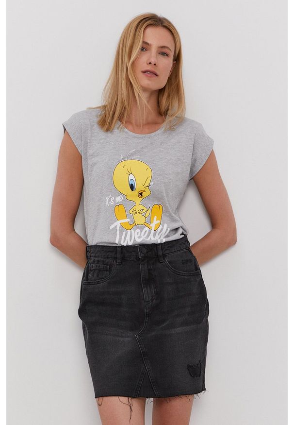 Haily's - T-shirt x Looney Tunes. Okazja: na co dzień. Kolor: szary. Wzór: nadruk. Styl: casual