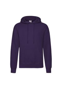 FRUIT OF THE LOOM - Męska Klasyczna Bluza Z Kapturem. Typ kołnierza: kaptur. Kolor: fioletowy