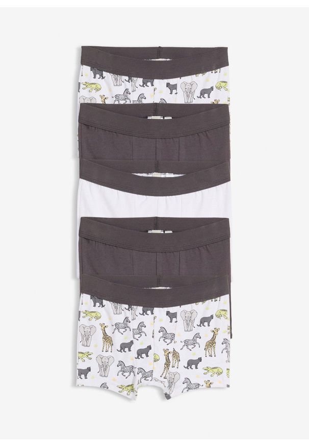 bonprix - Bokserki z miękką bawełną organiczną (5 par). Kolor: biały. Materiał: bawełna. Wzór: nadruk, gładki