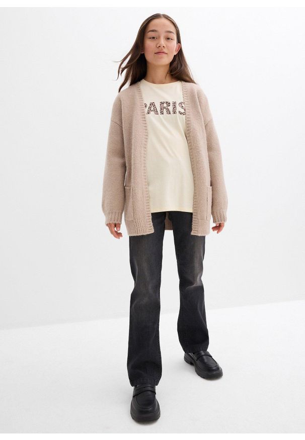 bonprix - Dżinsy z poszerzanymi nogawkami, mid waist. Kolor: czarny