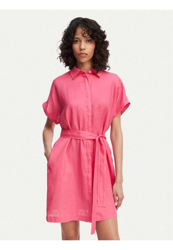 GANT - Gant Sukienka koszulowa 4503514 Różowy Relaxed Fit. Kolor: różowy. Materiał: len. Typ sukienki: koszulowe