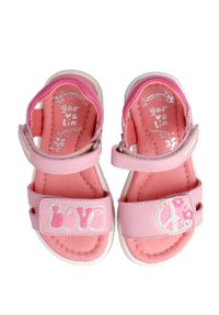 Garvalin sandały skórzane dziecięce kolor różowy. Zapięcie: rzepy. Kolor: różowy. Materiał: skóra. Obcas: na obcasie. Wysokość obcasa: niski