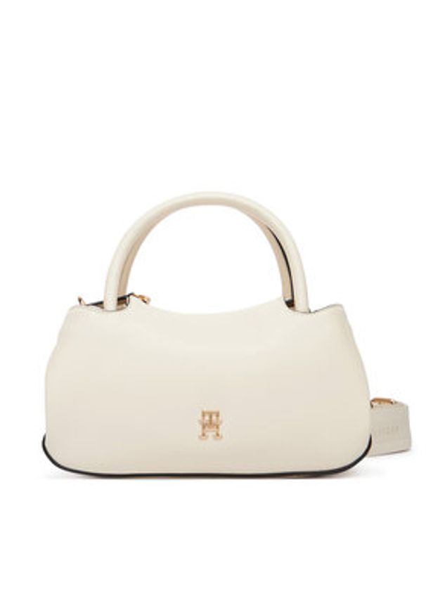 TOMMY HILFIGER - Tommy Hilfiger Torebka Th Logotape Mini Satchel AW0AW18743 Biały. Kolor: biały. Materiał: skórzane