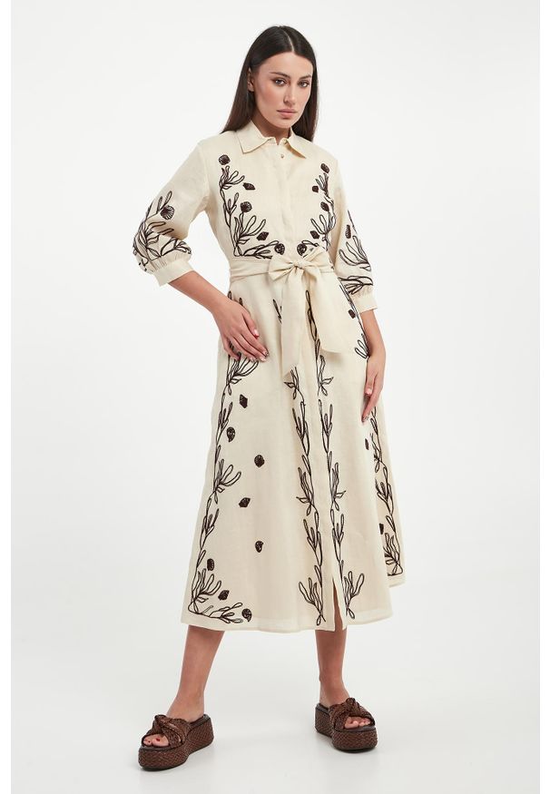 Marella - Sukienka lniana Banda MARELLA. Materiał: len
