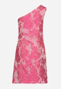 Born2be - Różowa Taliowana Sukienka na Jedno Ramię w Kwiaty Halelitia. Okazja: na imprezę. Kolor: różowy. Wzór: kwiaty. Sezon: lato. Typ sukienki: asymetryczne #4