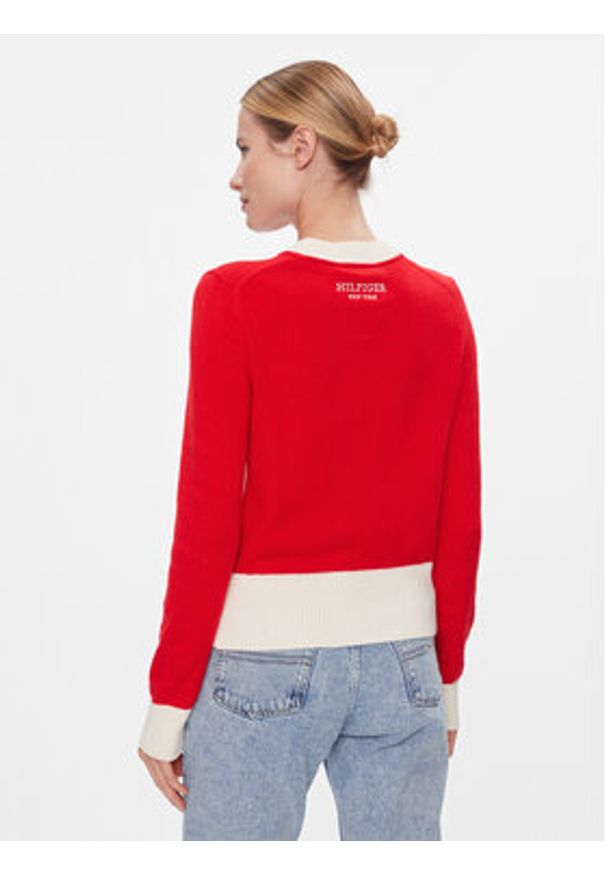 TOMMY HILFIGER - Tommy Hilfiger Sweter Varsity 85 Graphic C-Nk Swt WW0WW40718 Czerwony Slim Fit. Kolor: czerwony. Materiał: syntetyk, bawełna