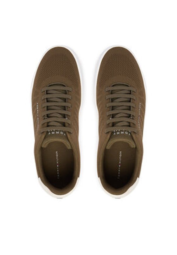 TOMMY HILFIGER - Tommy Hilfiger Sneakersy Th Court Knit FM0FM05823 Zielony. Kolor: zielony. Materiał: materiał