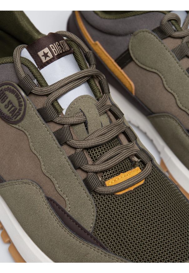Big-Star - Sneakersy męskie khaki RR174280 303. Nosek buta: okrągły. Kolor: zielony. Materiał: guma