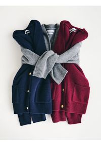 Reserved - Wełniany kardigan - bordowy. Kolor: czerwony. Materiał: wełna