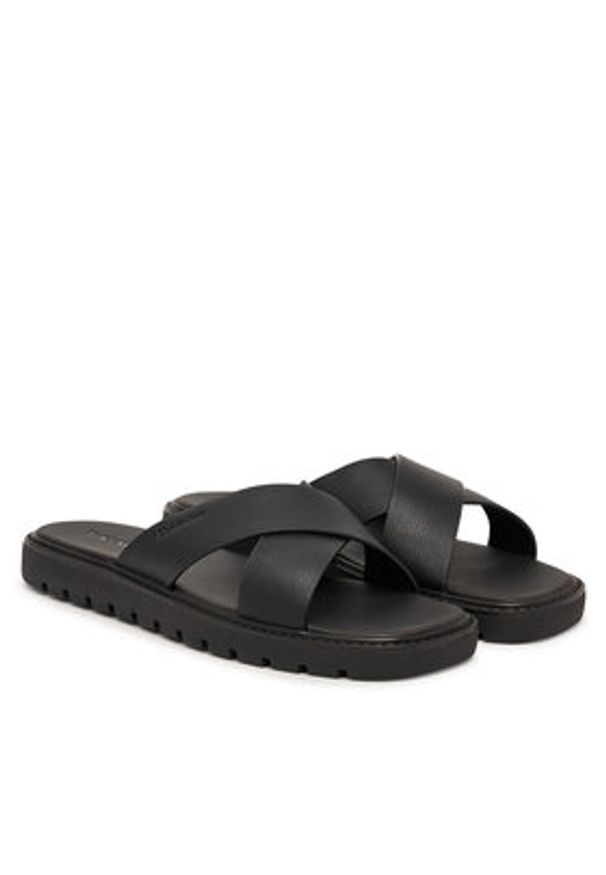 Calvin Klein Klapki Sq Molded Sandal Xcross Lth HM0HM02235 Czarny. Kolor: czarny. Materiał: skóra