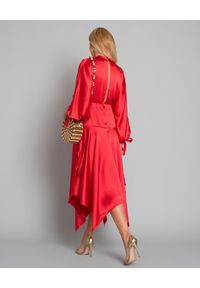 SELF PORTRAIT - Czerwona sukienka midi. Okazja: na ślub cywilny, na komunię, na wesele, na imprezę. Kolor: czerwony. Materiał: materiał. Styl: elegancki. Długość: midi #5