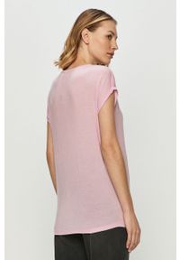 Vero Moda - T-shirt. Okazja: na co dzień. Kolor: różowy. Materiał: dzianina. Wzór: gładki. Styl: casual #2