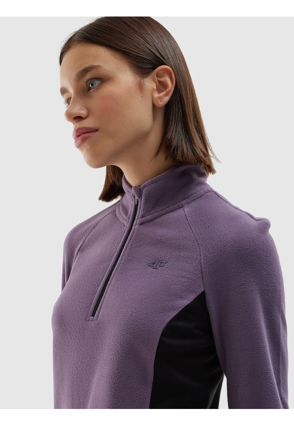 4f - 4F Bielizna termiczna polarowa (góra) damska - fioletowa XXL. Typ kołnierza: kołnierzyk stójkowy. Kolor: fioletowy. Materiał: polar. Sezon: zima